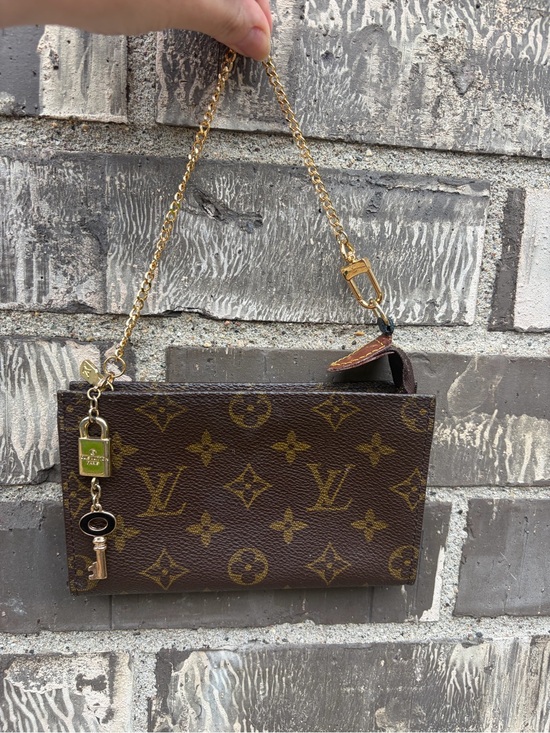 Louis Vuitton Handbags - Louis Vuitton Brown Monogram Chain Wristlet with Gold Hardware